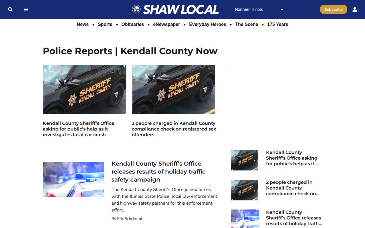 Shaw Local Kendall County police reports section